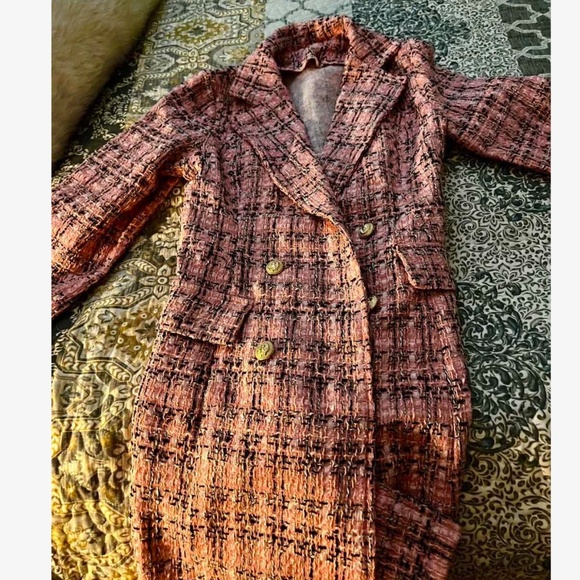 Classic Plaid Print Double Button Jacket Coat - Picture 9 of 10